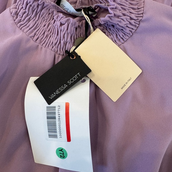 π Ethereal Lavender Pleated Mini Dress - Smocked Waist & Ruffle Detail - Size L - Picture 8 of 9